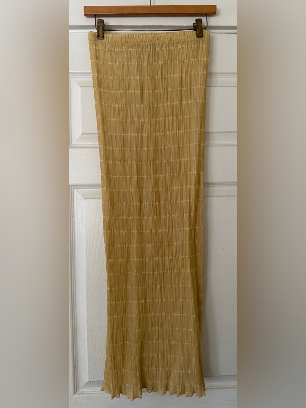 Vintage Pleated Maxi Skirt in Mustard Yellow